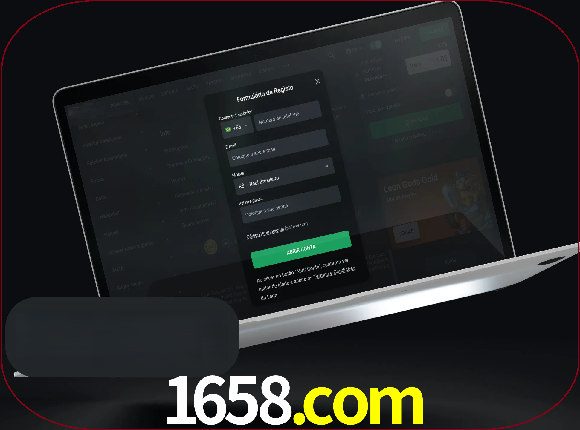 Abra o site da LeonBet e crie sua própria conta.